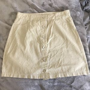 Yellow and white striped skirt